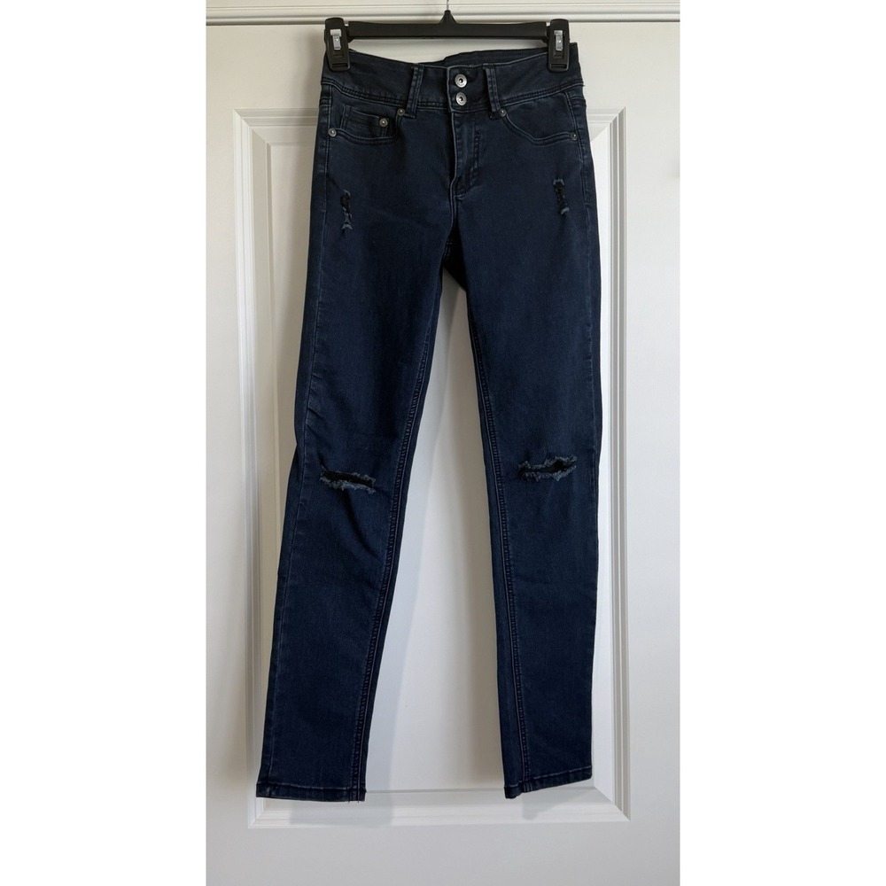 True Craft Women's Distressed Dark Wash Skinny Jeans Size 3